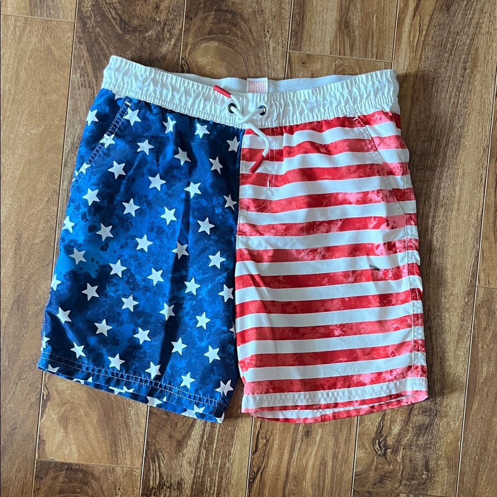 Cat & Jack Red, White & Blue Star & Stripe Swim Trunks